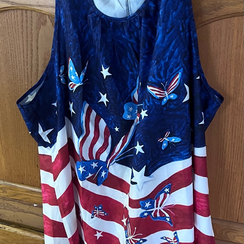 Patriotic Butterfly and Stars Tank Sleeveless 4XL
